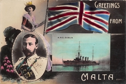 ¤¤  -  MALTE  -   Greeting From Malta   -  Bateau De Guerre " Dublin "   -  ¤¤ - Malta