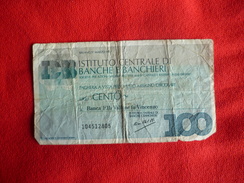 Assegno Circolare Istituto Centrale Di Banche E Banchieri 100 Lire  1977 - [10] Chèques