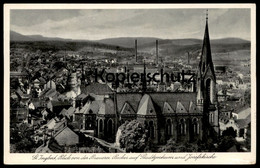 ALTE POSTKARTE ST. INGBERT BLICK VON DER BRAUEREI BECKER AUF STADTZENTRUM & JOSEFSKIRCHE Ansichtskarte Postcard Cpa AK - Saarpfalz-Kreis