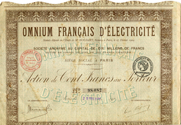 ACTIONS...TITRES...1921...OMNIUM FRANCAIS D'ELECTRICITE - D - F