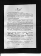Eugène De Hemricourt De Grunne °1823 Frankfurt Am Mein +1903 Bruxelles Bourgmestre Bauffe De Ribaucourt D'Oultremont - Todesanzeige