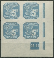 Böhmen & Mähren 1943 Zeitungsmarke 118 Y VE-4 Ecke Platten-Nr. 23-44 Postfrisch - Unused Stamps