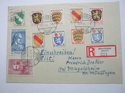 1946 , 2 + 5 Mark, Lose , Mit Falz Wieder Befestigt , Mit Zusatzfrankatur Auf Brief Aus Münsingen - Sonstige & Ohne Zuordnung