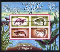 Nigeria 1988, Animals, Shrimps, BF With Wrong Perf Pattern - Horiz & Vert Perfs Misplaced Through Centre Of Stamps - Oddities On Stamps