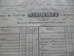 Roulage 1833 Tarif Prix Voiture Marquiset Besançon - Verkehr & Transport