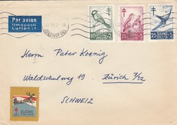 Finlande - Lettre/Oiseaux Divers, Année 1952, Y.T. 396/398 - Cartas & Documentos