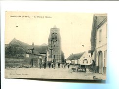 CP   CROISILLES   (62)LA PLACE ET L EGLISE - Croisilles