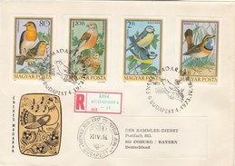 Hongrie - Lettre/Oiseaux Divers, Année 1973, Timbres Non Dentelés S/série PA 360/367 - Covers & Documents