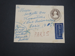 GRANDE BRETAGNE / INDE - Entier Postal + Complément Au Verso Pour Paris En 1936 Par Avion - A Voir - L 6100 - 1936-47 King George VI