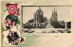 ** T1/T2 Erfurt, Dom, Wappen / Cathedral, Emb. Coat Of Arms, Litho - Non Classés