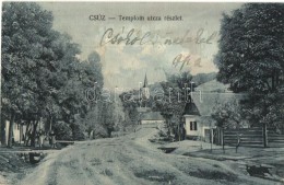 T2/T3 Csúz, Cúz, Dubník; Templom Utca Részlet / Street View With Church  (EK) - Ohne Zuordnung