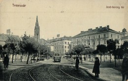 T4 Temesvár, Timisoara; JenÅ‘ Herceg Tér, Villamos, Kerékpár, W. L. 132. / Square,... - Unclassified