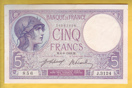 BILLET FRANCAIS - 5 Francs Violet 6-8-1918 SUP+ - 5 F 1917-1940 ''Violet''