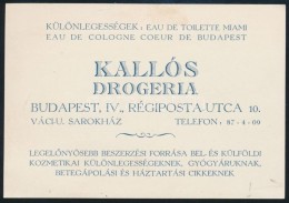 1935 Kallós Drogéria Budapest IV. Kerület Reklámcédula - Pubblicitari