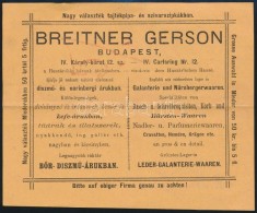 Cca 1890 Bp.IV. Breitner Gerson  Tajtékpipa és Szivarszipka üzletének... - Advertising