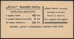 'Star' Kornét-torta Reklámcédula - Werbung