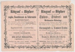 1857 'Ringauf és Höpfner Csipke, Finomhimzet és FehérnemÅ± Raktárának'... - Publicités