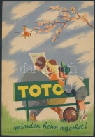 Cca 1960 Toto, Minden Héten Nyerhet! F.K.: Angyal Rudolf, F.V.: Pomayer Gyula, Papír, 24x16cm - Advertising