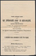 1873 Jótékonysági Arany és Ezüst Sorsjáték Hirdetménye, Amely... - Non Classés