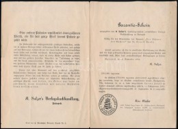 1881 Bp., A. Salzer által Eladott Zsebóra Garanciaszelvénye - Ohne Zuordnung
