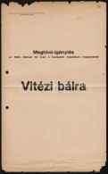 1934 A Vitézi Bál MeghívóigénylÅ‘ Å±rlapja - Unclassified