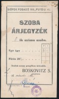 1943 Bp.VIII., A Siófok Fogadó Szoba árjegyzéke - Unclassified