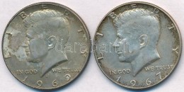 Amerikai Egyesült Államok 1967. 1/2$ Ag + 1969D 1/2$ Ag 'Kennedy' T:2,3 1969-nek Hiányzó... - Non Classificati