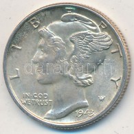 Amerikai Egyesült Államok 1943. 1D Ag 'Mercury' T:2 
USA 1943. 1 Dime Ag 'Mercury' C:XF 
Krause KM#140 - Non Classés