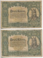 1920. 500K (2x) Barna Sorszám T:III- - Ohne Zuordnung