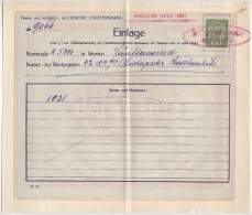 Ausztria / Bécs 1919. Letéti Jegy Okmánybélyeggel T:III
Austria / Wien 1919. 'Einlage'... - Non Classificati
