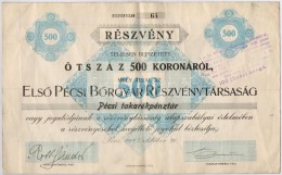 Pécs 1923. 'ElsÅ‘ Pécsi BÅ‘rgyár Részvénytársaság'... - Non Classificati