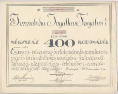 Budapest 1919. 'Az Immobilia Ingatlan Forgalmi Részvénytársaság'... - Non Classificati