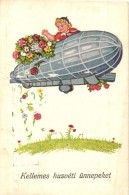 T2/T3 Húsvét / Easter Greeting Card, Airship (EK) - Non Classés