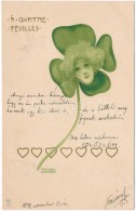 T4 1899 'A Quattre Feuilles' / Four-leaf Clover Lady; B.S.W. 1046. Litho S: Raphael Kirchner (vágott / Cut) - Ohne Zuordnung