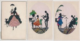 5 Db RÉGI Sziluettes MÅ±vészlap, Manni Grosze Szignóval / 5 Pre-1945 Silhouette Art Postcards,... - Non Classificati