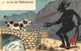 * T2 Gruss Von Der Teufelsbrücke / Krampus Art Postcard. Müller's Druckerei, Basel, Patentiert 10853.... - Ohne Zuordnung