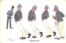 * T2/T3 Gehversuche / Austrian Infantry, K.u.K. Officers, Military Humour, B.K.W.I. 968-4 S: Schönpflug (EK) - Unclassified