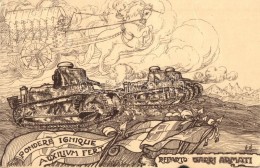 T2/T3 Pondere Ignique Auxilium Fert. Refarto Carri Armate / WWI Italian Military Art Postcard, Tanks. Stab. L.... - Non Classés