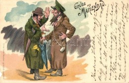 T2/T3 Gruss Aus Marienbad / Jewish Men From Marianske Lazne, Judaica. Ottmar Zieher Litho (Rb) - Ohne Zuordnung