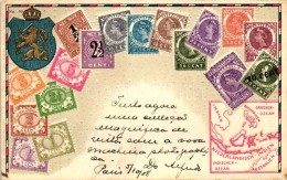 T2 Nederlandsch Indie, Dutch East Indies - Set Of Stamps, Ottmar Zieher's Carte Philatelique No. 80. Emb. Litho - Non Classés