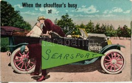 * T2/T3 When The Chauffeur's Busy At Searsport; Romantic Early Automobile-era Postcard - Unclassified