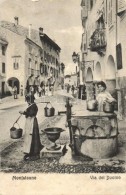 ** T2/T3 Monfalcone, Via Del Duomo / Street View With Well, Water Carrier Woman  (EK) - Non Classés