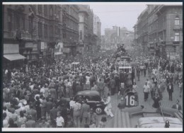 1948 Budapest, Rákóczi út, A 75-ös és A 16B Villamosok, Korabeli... - Sonstige & Ohne Zuordnung