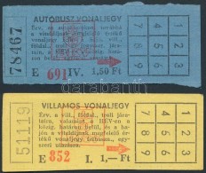 Cca 1980 Régi, Fel Nem Használt BKV Vonaljegyek: Autóbusz Vonaljegy 1,50Ft, Villamos Vonaljegy... - Unclassified