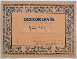 1939 A Magyar Muzsikus Arany Díszoklevele Gálik Endre (1907-?) ZeneszerzÅ‘nek A III. Országos... - Unclassified