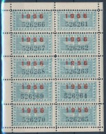 1956 Használatlan MÁV Utazási Bélyeg 10-es Teljes ív - Unclassified