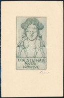 Georg Oskar Erler (1871-1950): Ex Libris Steiner Antal. Rézkarc, Papír, Jeltett, 9×5 Cm - Autres & Non Classés