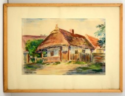 Tedesco Anna (1903-1969) : Zsennye. Akvarell, Papír, Jelzett, üvegezett Keretben, 25×38 Cm - Other & Unclassified