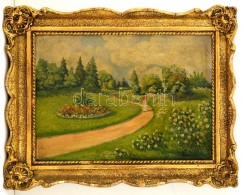 Neogrády Jelzéssel: Gondozott Park. Olaj, Falemez,  Sérült Keretben, 26×45 Cm - Other & Unclassified