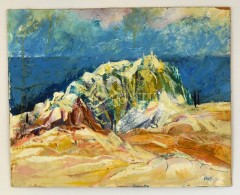 MCP Jelzéssel: Mediterrán Tengerpart. Olaj, Farost, 39×49 Cm - Other & Unclassified